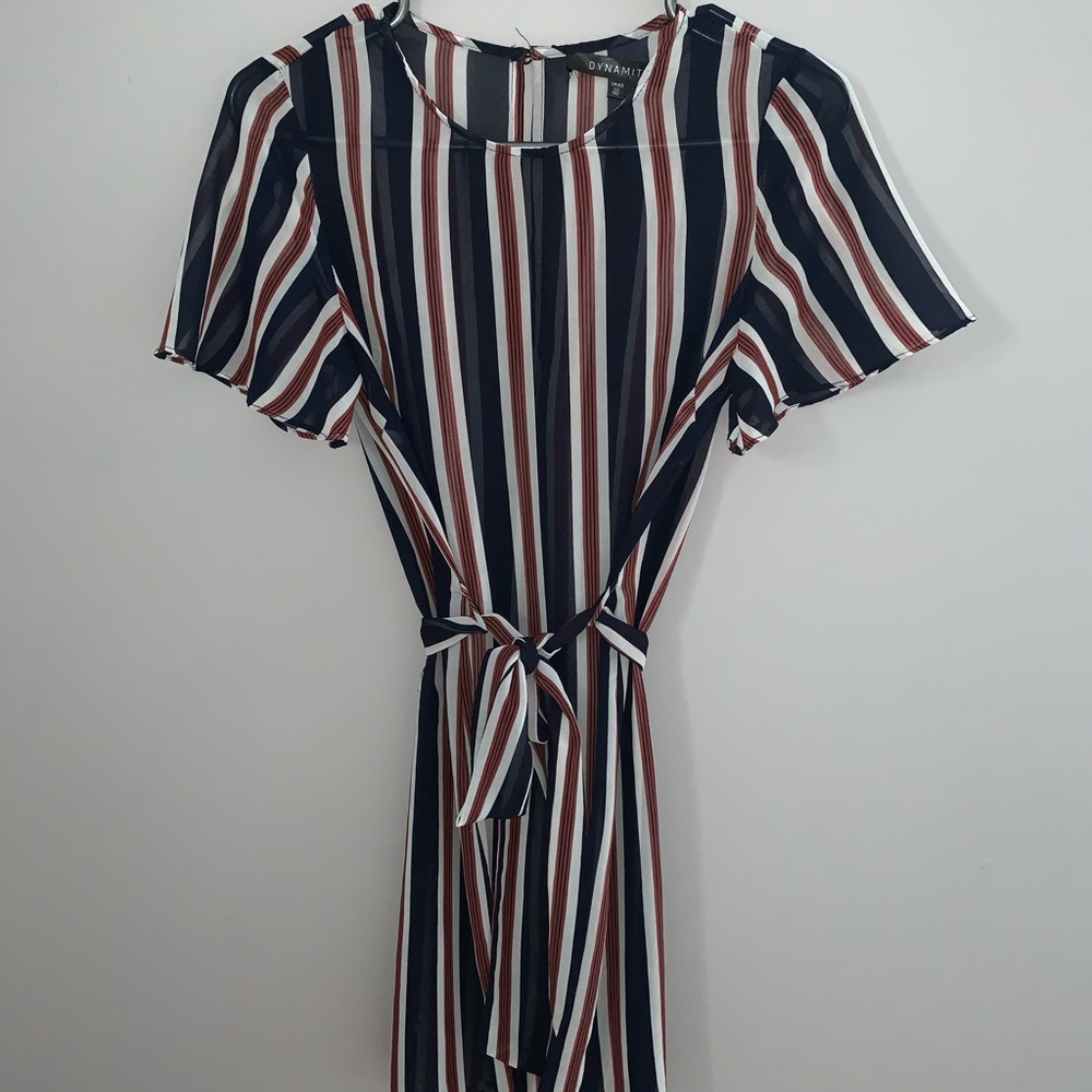 Sheer Chiffon Mini Dress w Ruffle Sleeves